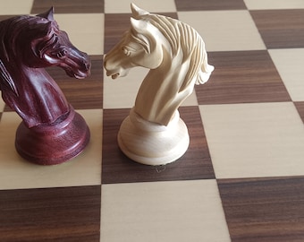 Hand Carved Padauk & Boxwood Chess Pieces: Heavily Weighted, 4" King