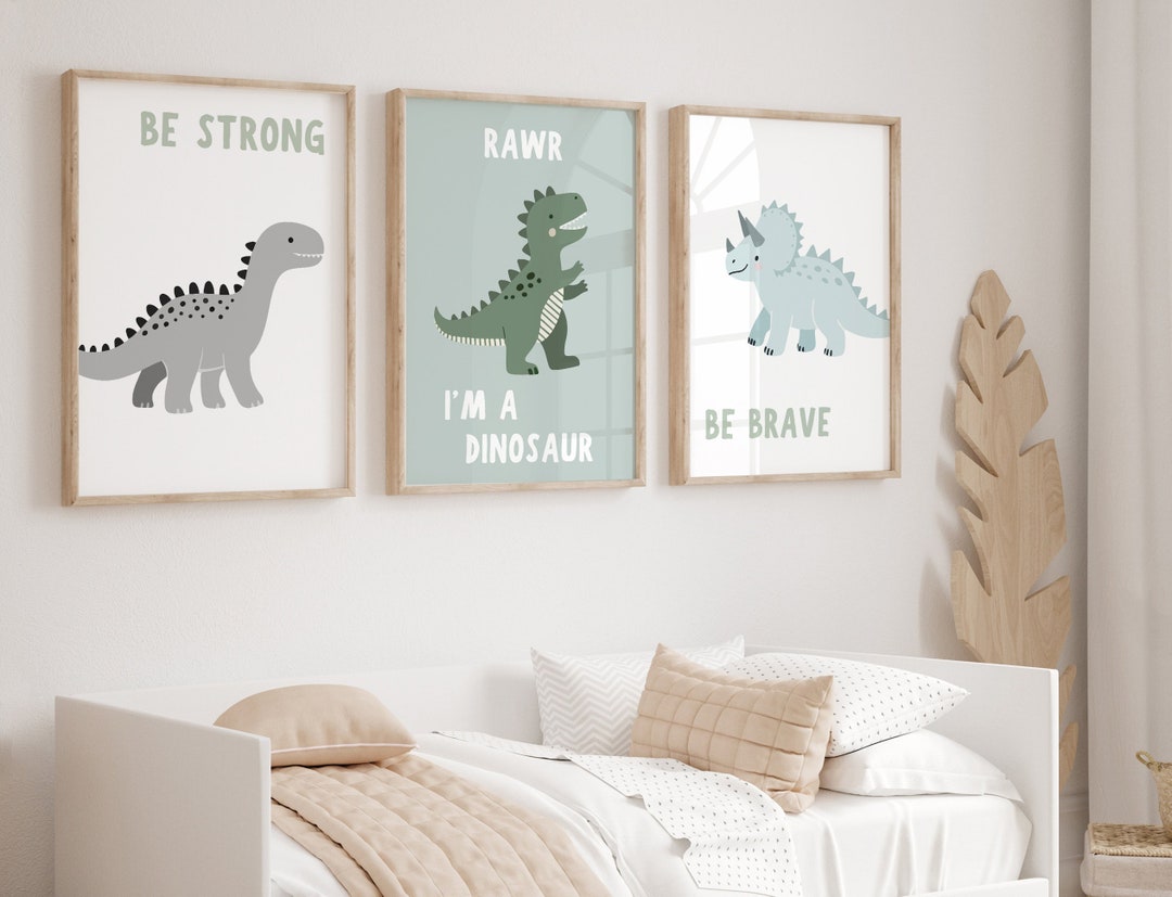 Dinosaur PRINTABLE WALL ART Set of 3, Dino Nursery Print, Children's ...