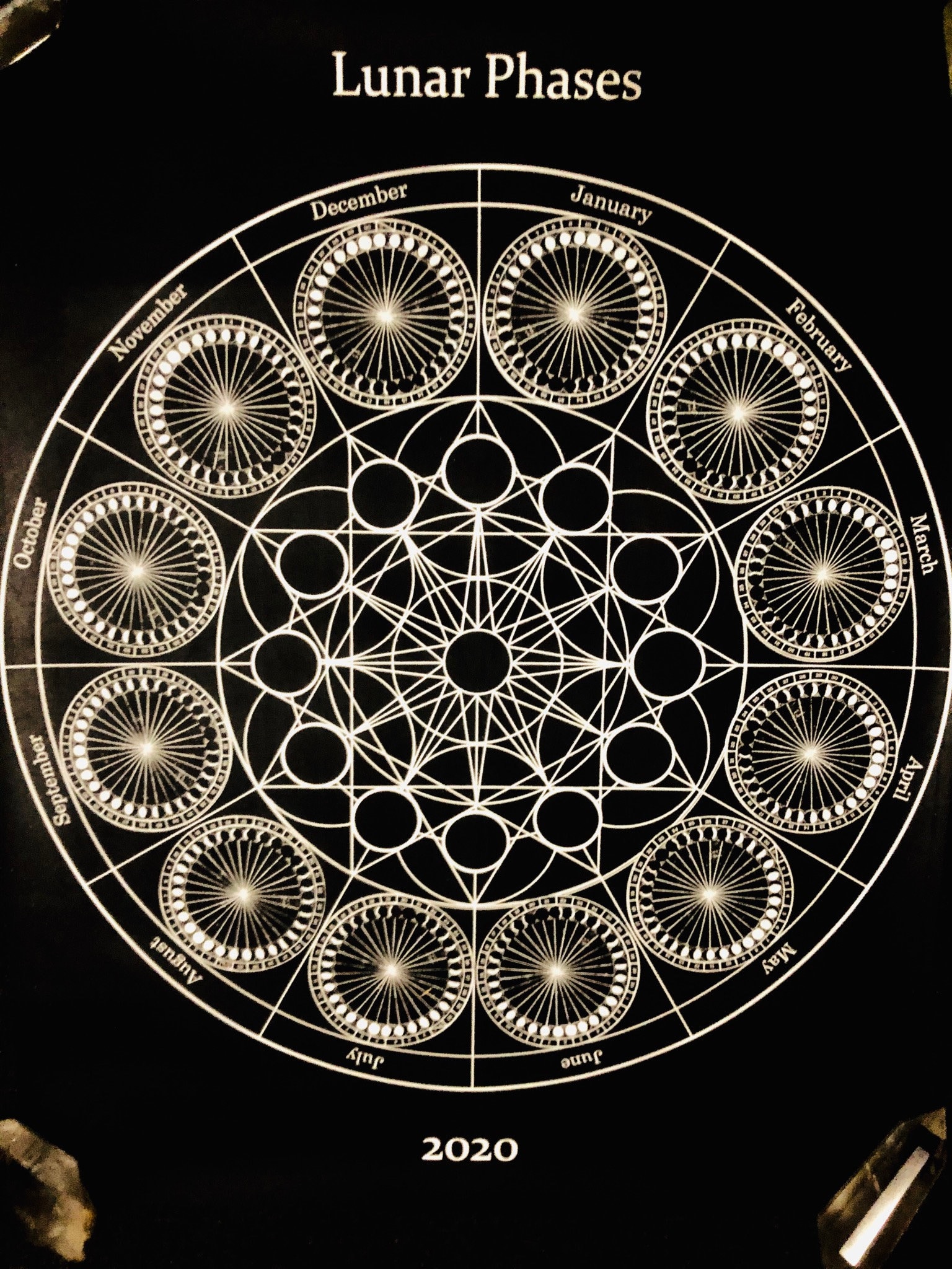 Lunar Phases 2020. Sacred Geometry Calendar Poster. 22x28. Etsy