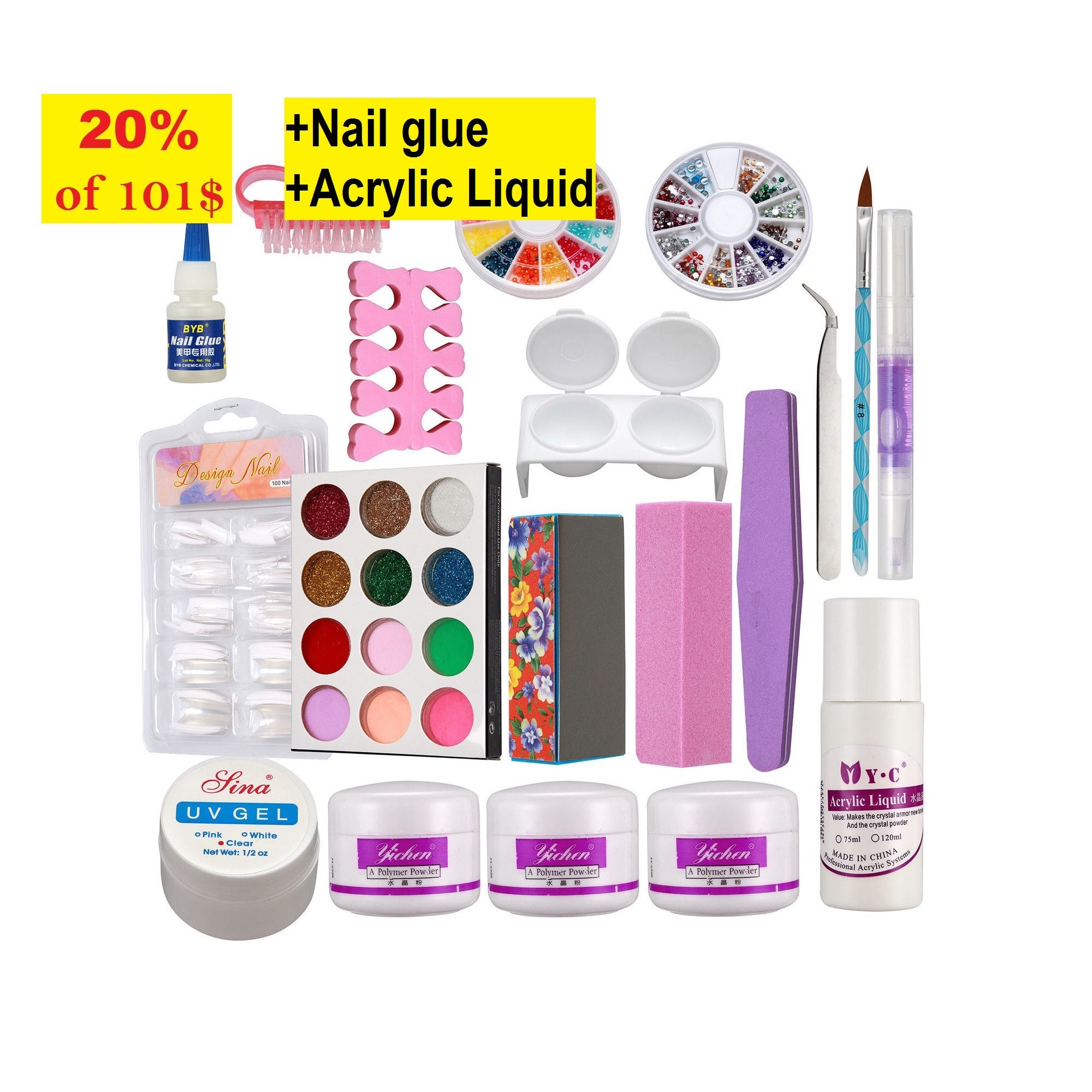 US Delivery 25days/ Acrylic nails kit with nail glue/ Acrylic Etsy