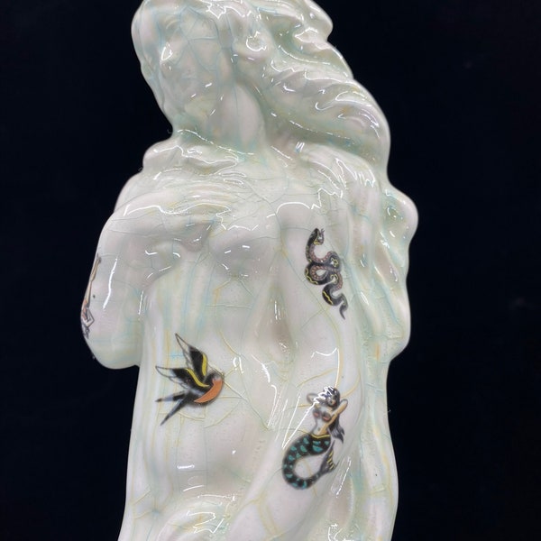 Tattooed Venus Statue figurine. Wildly unusual take on the Goddess of love. Limited Edition