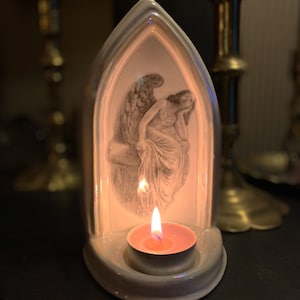 Handmade Ceramic Angel Arch Tea light Candle holder. Unique Gift, Pearl White, Perfect Christmas Gift