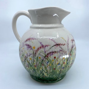 Handmade hand painted Jug Pitcher, One off Collectable Ceramic Pottery. Unique Gift. A Memory of Spring #3