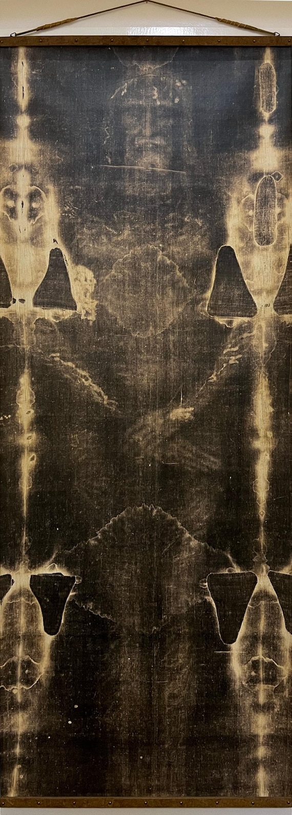 Life Size Shroud of Turin Waxed Canvas Wall Hanging Stunning