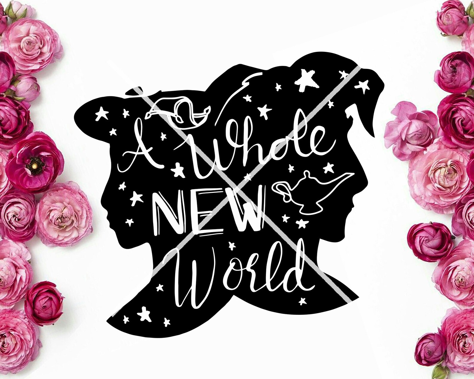 Aladdin Shirt Design Disney SVG a Whole New World Silhouette | Etsy