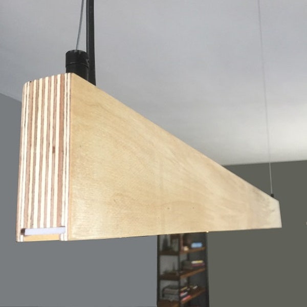 Linear Led Pendant, Linear Light, Office Lamp, Slim wooden Led Pendant, Modern Led Pendant, Rustic Wood Led Pendant