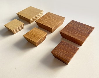 Wooden square Drawer Pulls | Oak Square Handle, Minimalist Wooden Handles, Minimalist square knobs, Square wood cabinet handles