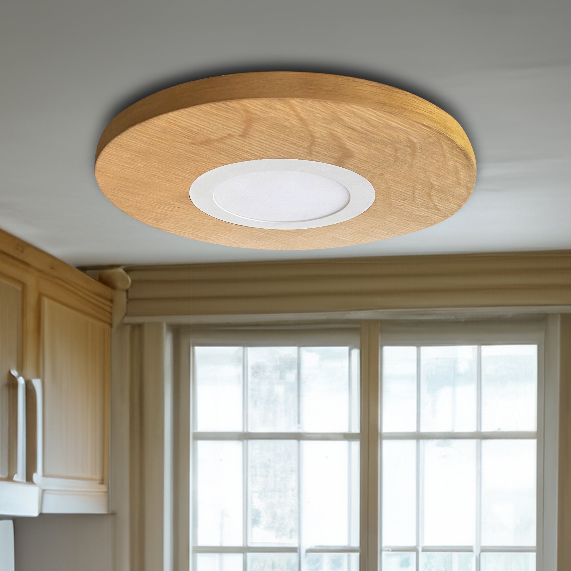Rattan Deckenleuchte, Handgeflochtene Boho Deckenlampe, Wicker Kronleuchter Für Flur, Küche, Wohnzimmer (Rund, Schwarz, 17 Zoll)