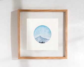 Mountain View Art Print | Printed on High Quality Torchon Watercolor Paper | Archival Print & Inks | Square Wall Art