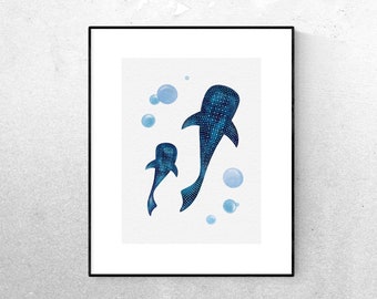 Whale Shark Fine Art Print | Printed on High Quality Watercolor Paper
