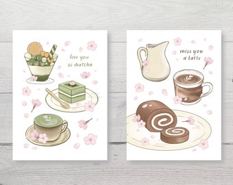 CARD SET | Tea Time & Treats Greeting Card Set | Folded Blank Cards | For Coffee and Tea Lovers | 6 Cards and Envelopes