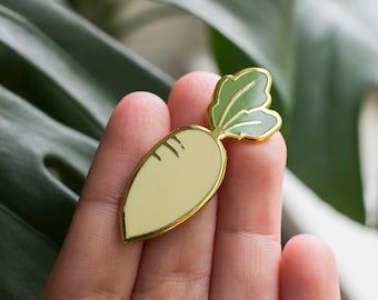 Daikon Radish Enamel Pin | Asian Vegetables | Hard Enamel Pin | Accessory For Food Lovers | Lapel Pin