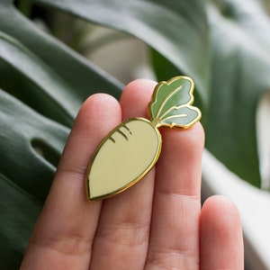 Daikon Radish Enamel Pin | Asian Vegetables | Hard Enamel Pin | Accessory For Food Lovers | Lapel Pin