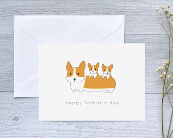 Corgi Puppies Father’s Day Greeting Card | Folded Blank Card