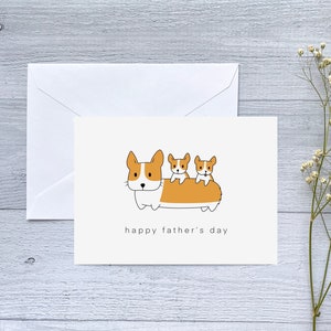 Corgi Puppies Father’s Day Greeting Card | Folded Blank Card