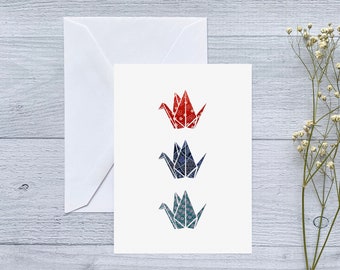 | de cartes de vœux Origami Cranes Carte vierge pliée pour toutes les occasions, anniversaire, anniversaire, remise des diplômes, célébration