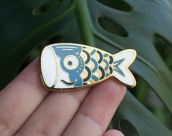 Blue Koinobori Enamel Pin | Japanese Children's Day | Hard Enamel Pin | Lapel Pin