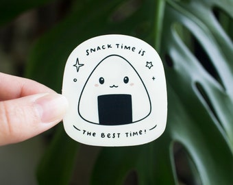 Riceball Vinyl Sticker | Snack Time is the Best Time | Decal for Laptop, Phone Case, Journal, Hydroflask