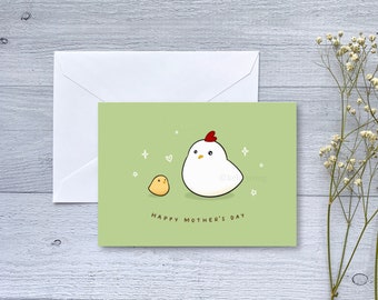 Mother's Day Hen Greeting Card | Folded Blank Card for Father's Day, Mother's Day, Sibling