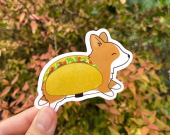 Taco Costume Corgi Halloween Vinyl Sticker | Decal for Laptop, Water Bottle, Phone Case | Halloween Pets | Limited Edition Sticker