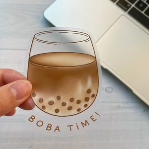 Boba Time Vinyl Sticker Clear Sticker Decal for Laptop, Water Bottle, Phone Case image 2