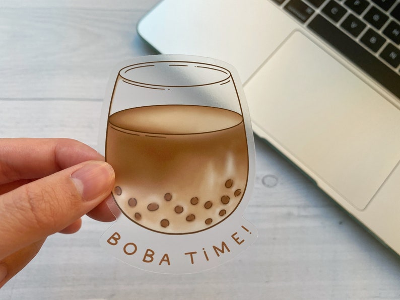 Boba Time Vinyl Sticker Clear Sticker Decal for Laptop, Water Bottle, Phone Case image 2