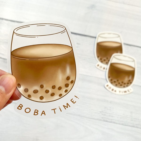 Boba Time Vinyl Sticker | Clear Sticker Decal for Laptop, Water Bottle, Phone Case