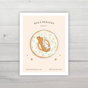Glazed Donut Corgi Magnet | For Dog Lovers | Refrigerator or Car Magnet