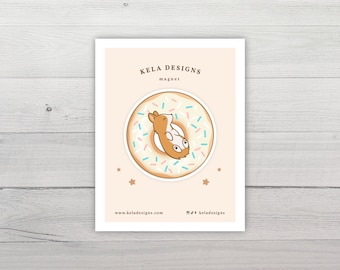 Glazed Donut Corgi Magnet | For Dog Lovers | Refrigerator or Car Magnet