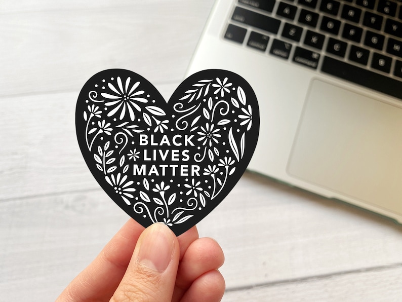 Autocollant en vinyle Black Lives Matter | portion des bénéfices reversée à des organisations BLM | Sticker pour ordinateur portable, bouteille d'eau, étui pour téléphone, Hydroflask