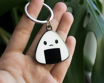 Riceball Metal Keychain | Metal Hard Enamel Keychain | Accessory for Keyring, Purse, Backpack