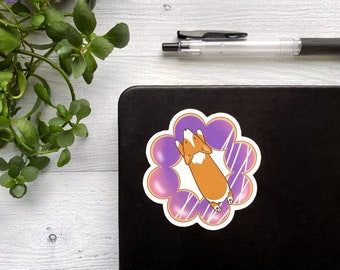 Ube Mochi Donut Corgi Vinyl Sticker