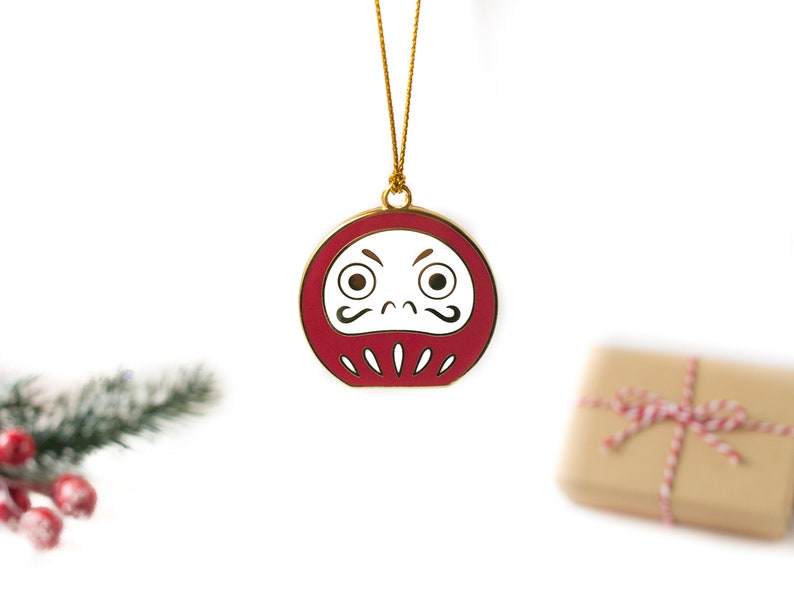 Daruma Ornament Metal Hard Enamel Hanging Ornament image 1