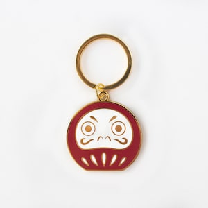 Daruma Metal Keychain | Metal Hard Enamel Keychain | Accessory for Keyring, Purse, Backpack