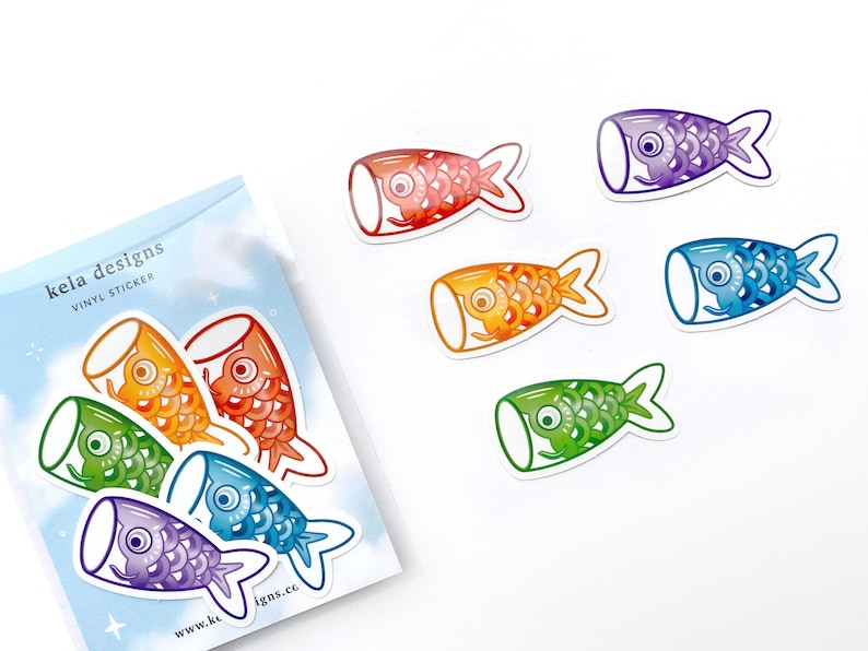 Koinobori Vinyl Sticker Set | Stickers for Journal, Laptop, Water ...