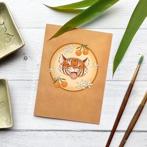 Year of the Tiger Greeting Card | Lunar New Year 2022 | Folded Blank Card for Birthday, New Year, Chinese New Year, All Occasion