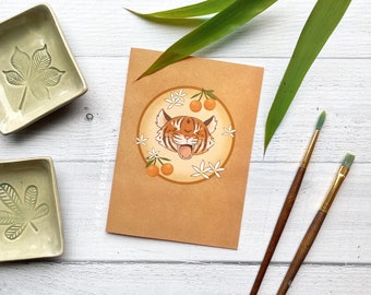 Year of the Tiger Greeting Card | Lunar New Year 2022 | Folded Blank Card for Birthday, New Year, Chinese New Year, All Occasion