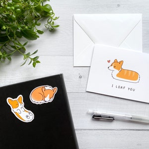 Corgi I Loaf You Greeting Card Folded Blank Card for Birthday, Anniversary, Valentine's Day, Long Distance, Friendship For Dog Lovers image 2
