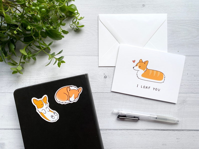 Corgi I Loaf You Greeting Card Folded Blank Card for Birthday, Anniversary, Valentine's Day, Long Distance, Friendship For Dog Lovers image 2