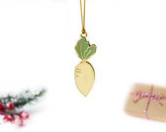 Daikon Radish Ornament | Metal Hard Enamel Hanging Ornament