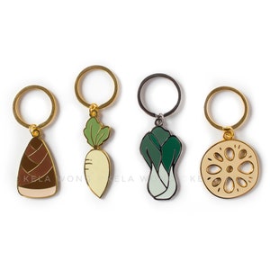 Bamboo Shoot Metal Keychain Asian Food Gold Hard Enamel Keychain Accessory for Keyring, Purse, Backpack image 3