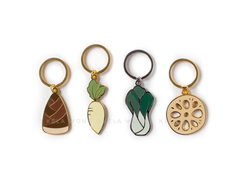 Bamboo Shoot Metal Keychain Asian Food Gold Hard Enamel Keychain Accessory for Keyring, Purse, Backpack image 3