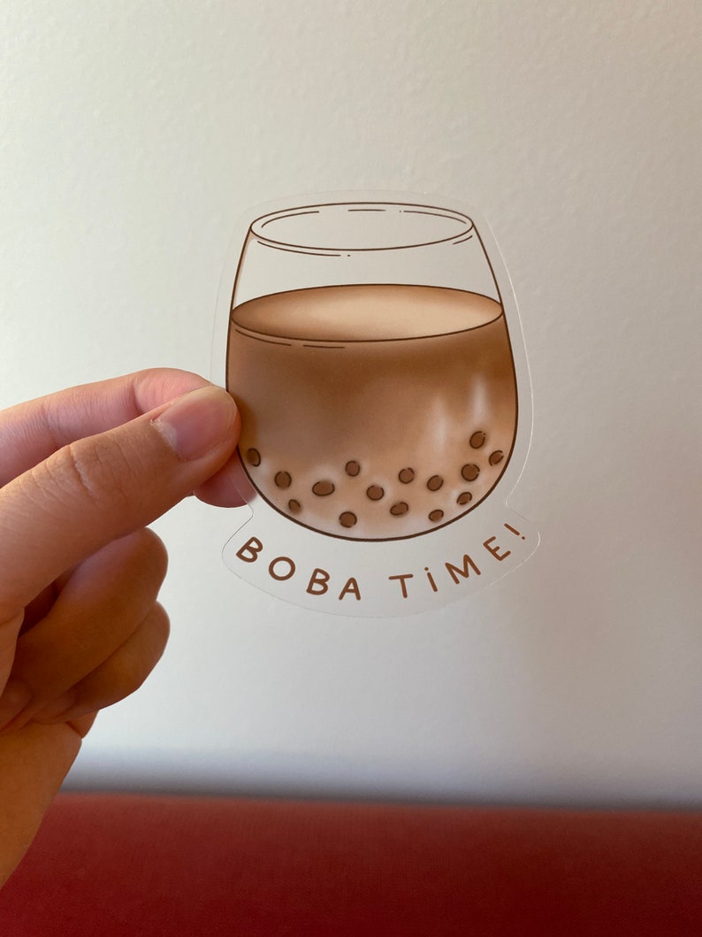 Boba Time Vinyl Sticker Clear Sticker Decal for Laptop, Water Bottle, Phone Case image 4