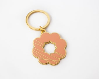 Mochi Donut Metal Keychain | Metal Hard Enamel Keychain | Accessory for Keyring, Purse, Backpack