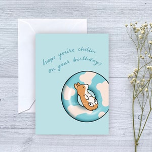 Geburtstagskarte Floatie corgis | Klappkarte | Hope You're Chillin' On Your Birthday | Sommergeburtstag