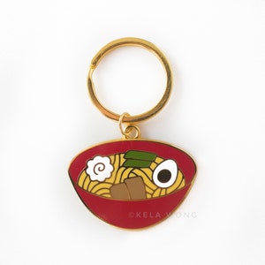 Ramen Bowl Metal Keychain | Metal Hard Enamel Keychain | Accessory for Keyring, Purse, Backpack