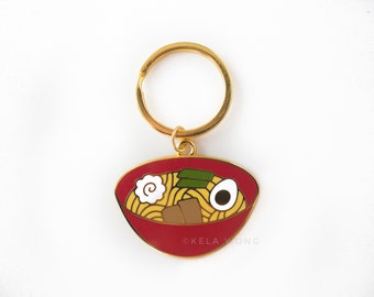 Ramen Bowl Metal Keychain | Metal Hard Enamel Keychain | Accessory for Keyring, Purse, Backpack