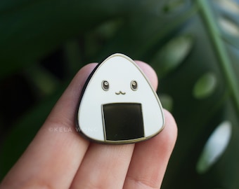 Riceball Enamel Pin | Japanese Onigiri Snack | Hard Enamel Pin | Accessory For Food Lovers | Lapel Pin