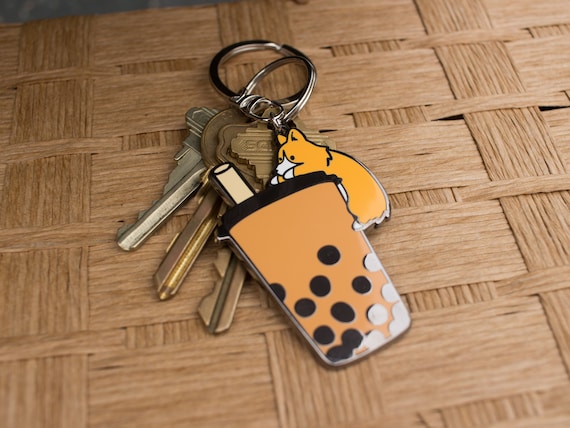 Bubble Tea Boba Corgi Metal Keychain Metal Hard Enamel Keychain for Bubble Tea Lovers Accessory for Keys Purse Backpack Etsy Canada