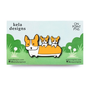 Corgi With Puppies Pin | Hard Enamel Pin | For Dog Lovers | Lapel Pin